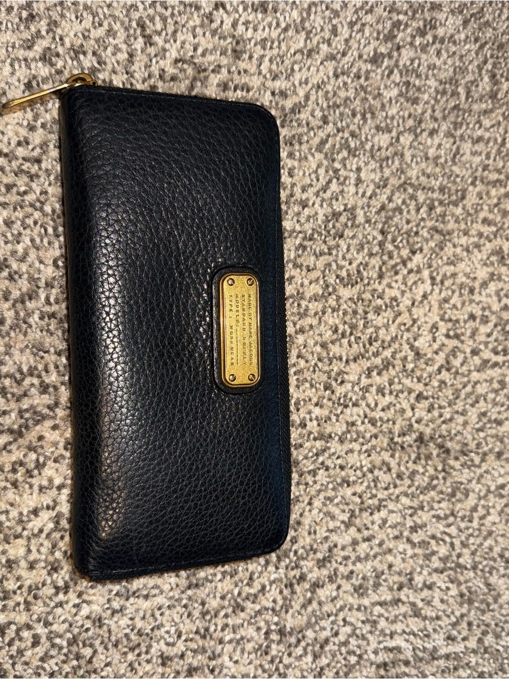 Marc Jacobs Black Pebbled Leather Zip Wallet